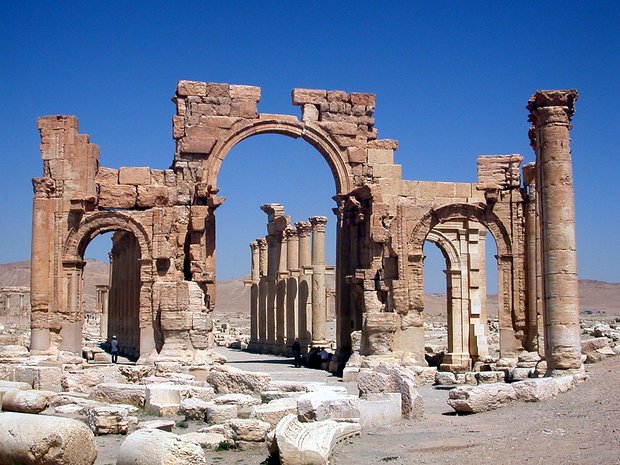 Ornamental archway at the entrance to the Roman Great Colonnade at Palmyra (2nd century CE).